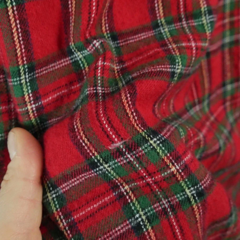 Vintage Large Red Plaid Flannel Nightgown Cotton Prairie Traditional Modest